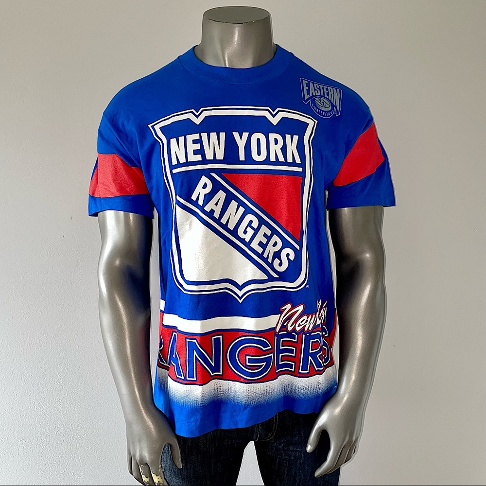 DEADSTOCK VINTAGE Salem Sportswear AOP New York Rangers 1994 Mens Large T-Shirt
